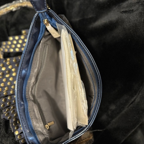 Blue and Gold Clutch with Embellished Design and Detachable Strap NWT - Picture 7 of 8